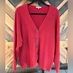 Madewell Red Ribbed Button Cardigan Sweater Size 3X